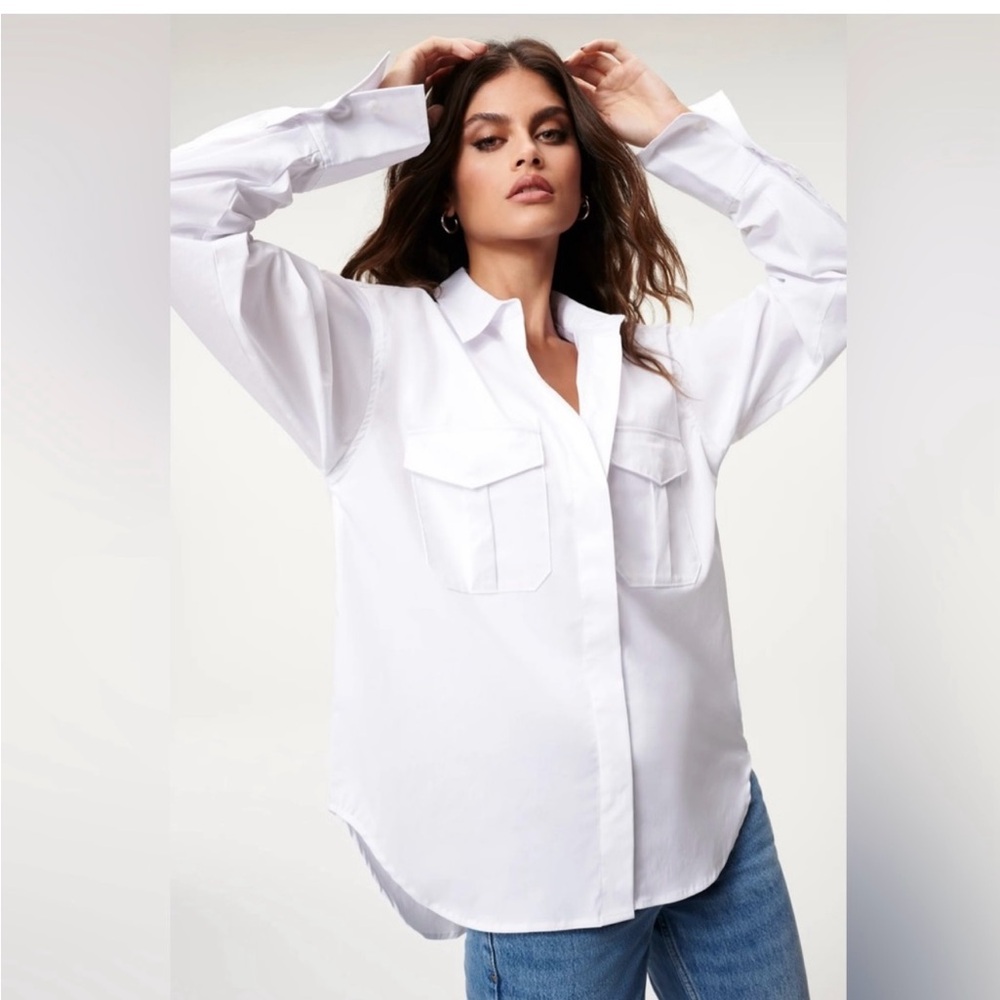 NWT Good American White Women's Button-Up Shirt